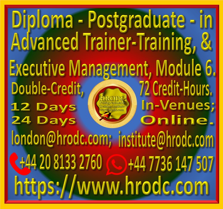 Graphics relating to our Institutes name, Award Name, Duration In-Venues and Online (with contact details) of a Diploma - Postgraduate  Course, offered by HRODC Postgraduate Training Institute, https://www.hrodc.com.